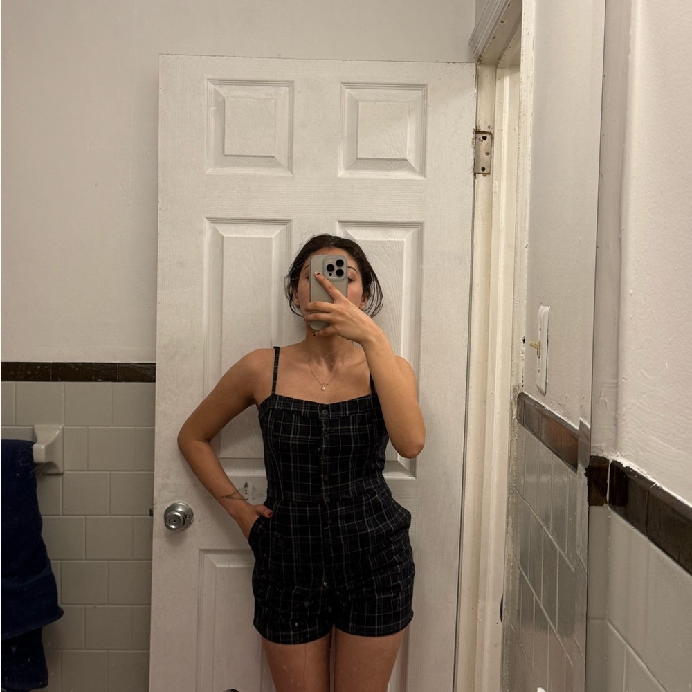 H&M Black Plaid Women’s Romper Shorts